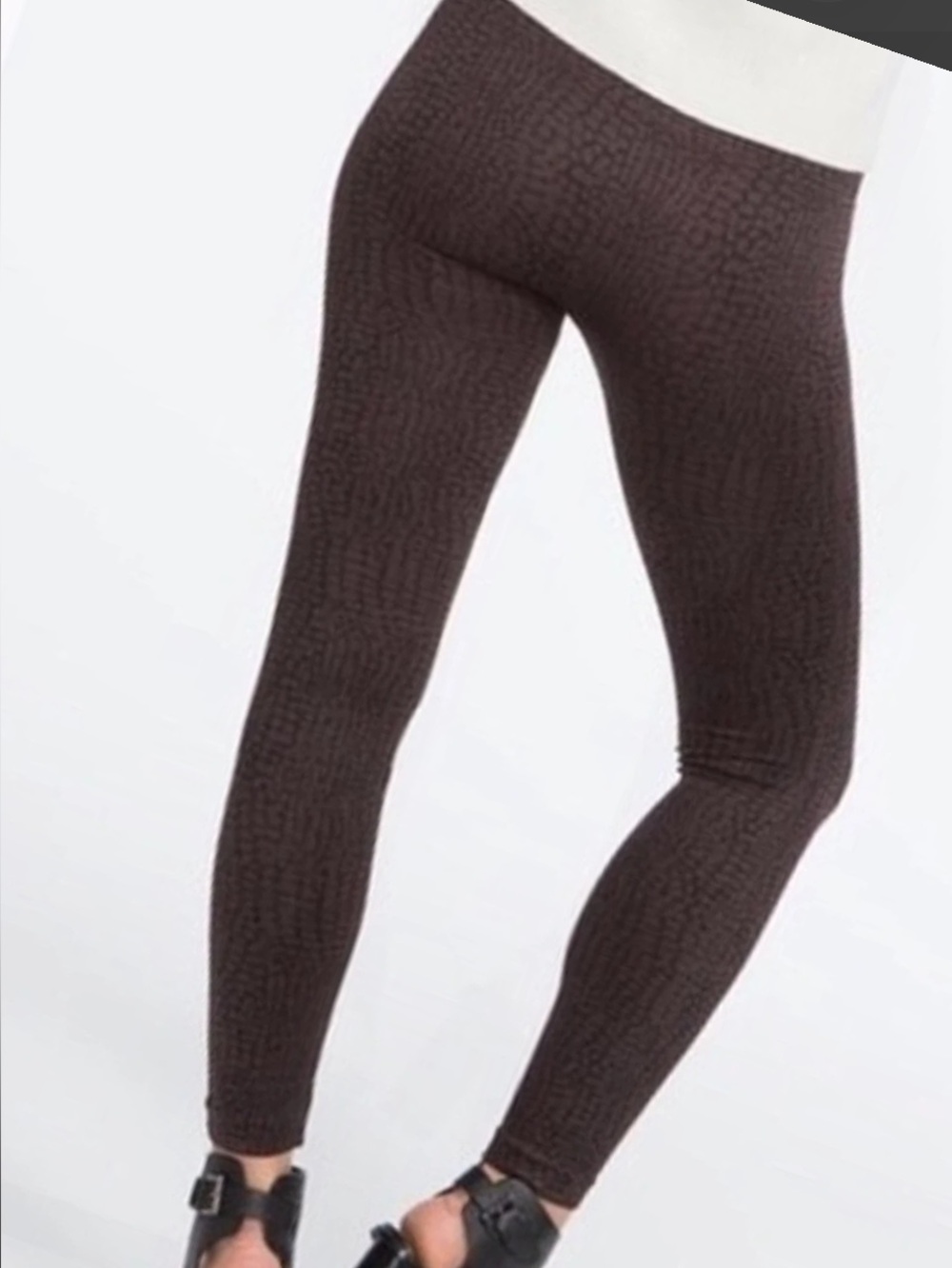 Spanx brown/black pattern croc/snake print Leggings - NWOT
